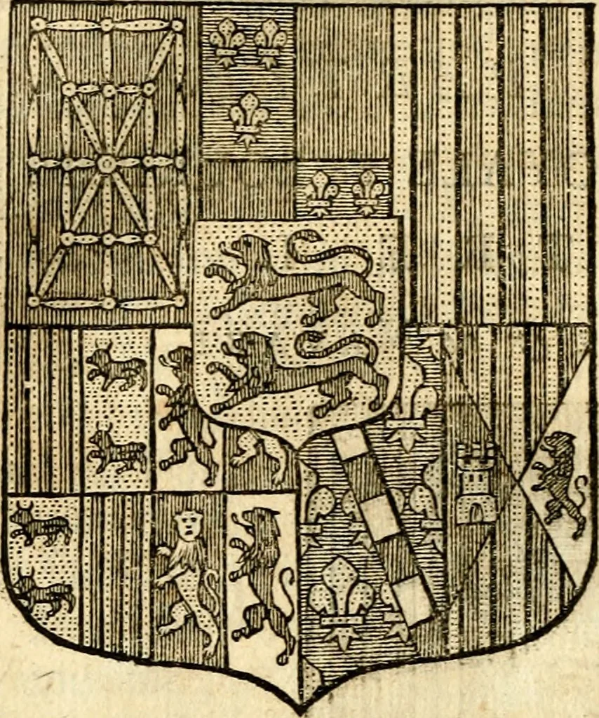 An illustration from Les généaologies historiques des rois, empereurs, &c : et de toutes les maisons souveraines qui ont subsisté jusqu'à présent, exposées dans les cartes généalogiques tirées des meilleurs auteurs, avec des explications historiques et chronologiques .., 1736, leaf 575