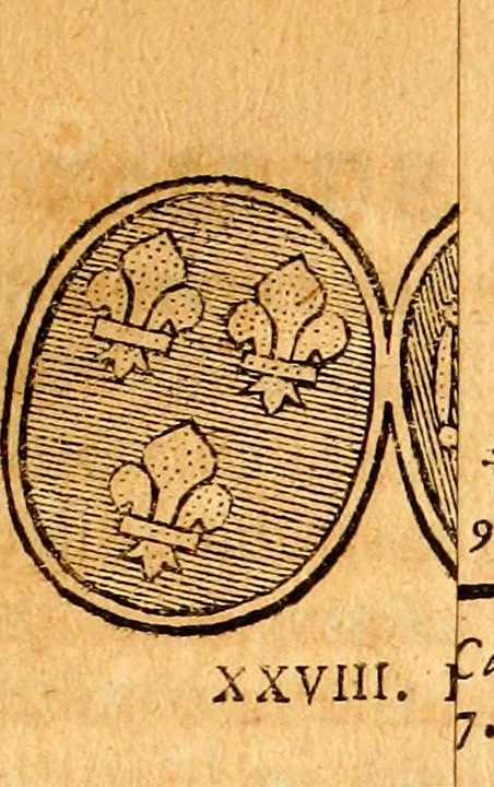 An illustration from Les généaologies historiques des rois, empereurs, &c : et de toutes les maisons souveraines qui ont subsisté jusqu'à présent, exposées dans les cartes généalogiques tirées des meilleurs auteurs, avec des explications historiques et chronologiques .., 1736, leaf 576