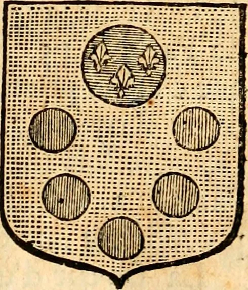 An illustration from Les généaologies historiques des rois, empereurs, &c : et de toutes les maisons souveraines qui ont subsisté jusqu'à présent, exposées dans les cartes généalogiques tirées des meilleurs auteurs, avec des explications historiques et chronologiques .., 1736, leaf 586