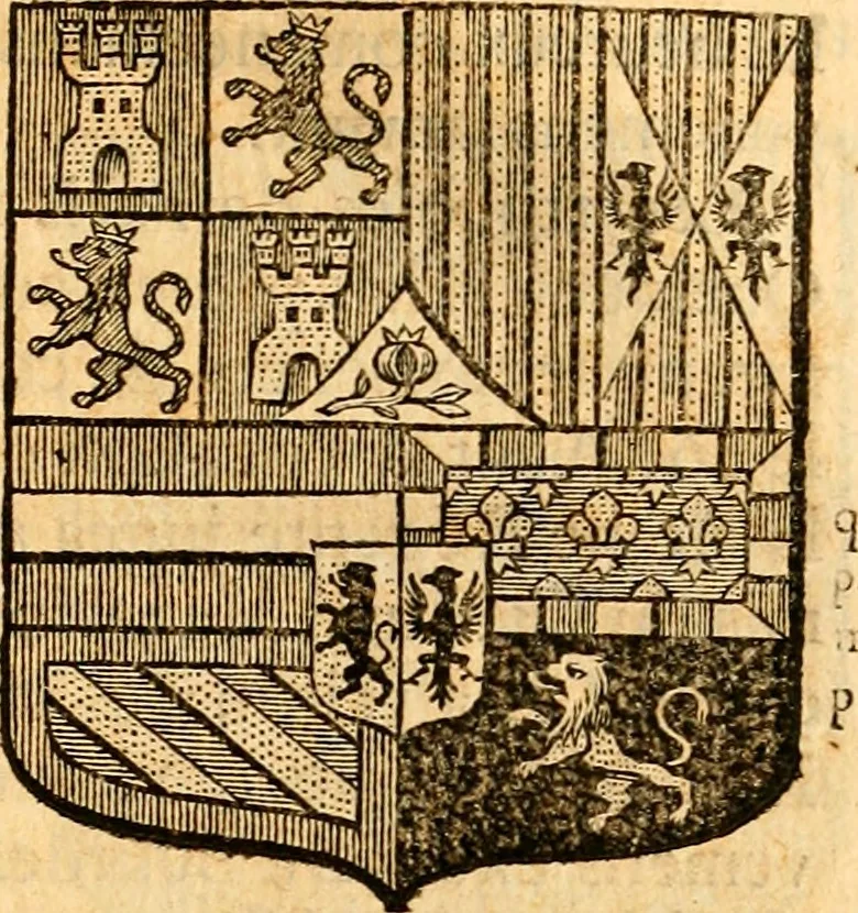 An illustration from Les généaologies historiques des rois, empereurs, &c : et de toutes les maisons souveraines qui ont subsisté jusqu'à présent, exposées dans les cartes généalogiques tirées des meilleurs auteurs, avec des explications historiques et chronologiques .., 1736, leaf 590