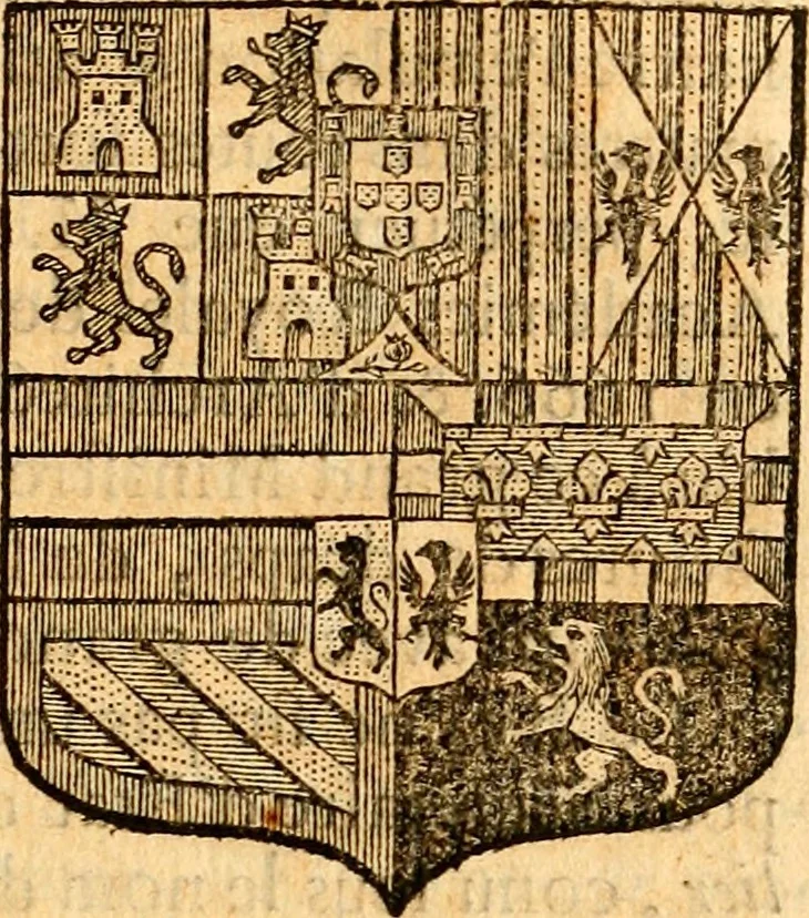 An illustration from Les généaologies historiques des rois, empereurs, &c : et de toutes les maisons souveraines qui ont subsisté jusqu'à présent, exposées dans les cartes généalogiques tirées des meilleurs auteurs, avec des explications historiques et chronologiques .., 1736, leaf 592