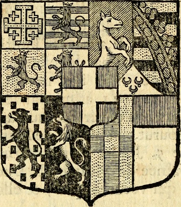 An illustration from Les généaologies historiques des rois, empereurs, &c : et de toutes les maisons souveraines qui ont subsisté jusqu'à présent, exposées dans les cartes généalogiques tirées des meilleurs auteurs, avec des explications historiques et chronologiques .., 1736, leaf 601