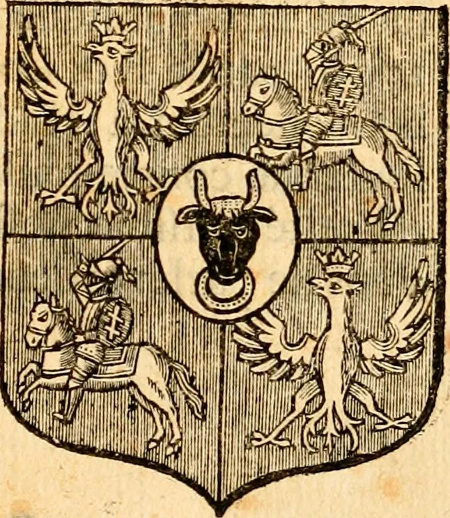 An illustration from Les généaologies historiques des rois, empereurs, &c : et de toutes les maisons souveraines qui ont subsisté jusqu'à présent, exposées dans les cartes généalogiques tirées des meilleurs auteurs, avec des explications historiques et chronologiques .., 1736, leaf 604