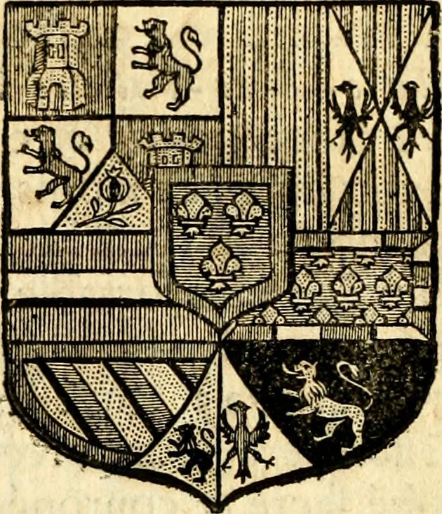 An illustration from Les généaologies historiques des rois, empereurs, &c : et de toutes les maisons souveraines qui ont subsisté jusqu'à présent, exposées dans les cartes généalogiques tirées des meilleurs auteurs, avec des explications historiques et chronologiques .., 1736, leaf 605