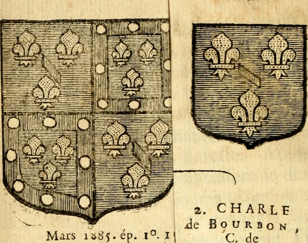 An illustration from Les généaologies historiques des rois, empereurs, &c : et de toutes les maisons souveraines qui ont subsisté jusqu'à présent, exposées dans les cartes généalogiques tirées des meilleurs auteurs, avec des explications historiques et chronologiques .., 1736, leaf 619