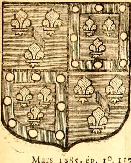 An illustration from Les généaologies historiques des rois, empereurs, &c : et de toutes les maisons souveraines qui ont subsisté jusqu'à présent, exposées dans les cartes généalogiques tirées des meilleurs auteurs, avec des explications historiques et chronologiques .., 1736, leaf 621