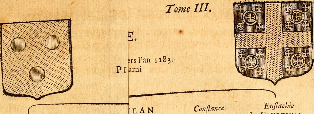An illustration from Les généaologies historiques des rois, empereurs, &c : et de toutes les maisons souveraines qui ont subsisté jusqu'à présent, exposées dans les cartes généalogiques tirées des meilleurs auteurs, avec des explications historiques et chronologiques .., 1736, leaf 746