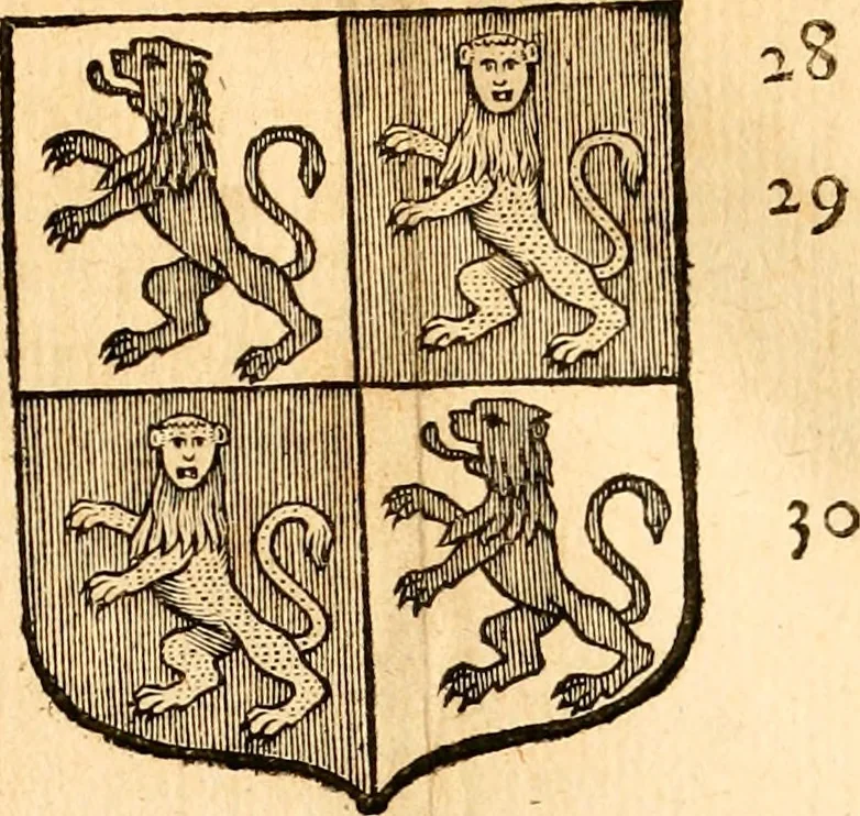 An illustration from Les généaologies historiques des rois, empereurs, &c : et de toutes les maisons souveraines qui ont subsisté jusqu'à présent, exposées dans les cartes généalogiques tirées des meilleurs auteurs, avec des explications historiques et chronologiques .., 1736, leaf 84