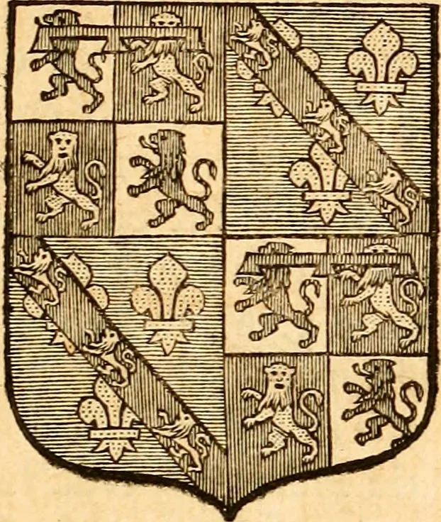 An illustration from Les généaologies historiques des rois, empereurs, &c : et de toutes les maisons souveraines qui ont subsisté jusqu'à présent, exposées dans les cartes généalogiques tirées des meilleurs auteurs, avec des explications historiques et chronologiques .., 1736, leaf 96