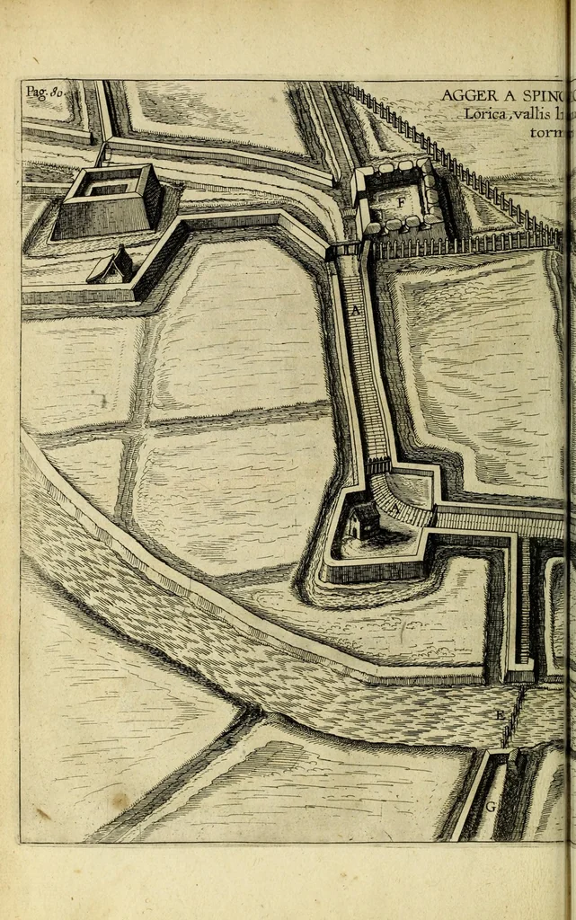 An illustration from Le siège de la ville de Breda : conquise par les armes du Roy Philippe IV. par la direction de l'Infante Isabelle Cl. Eug. par la valeur du Marquis Amb. Spinola, 1631, leaf 114