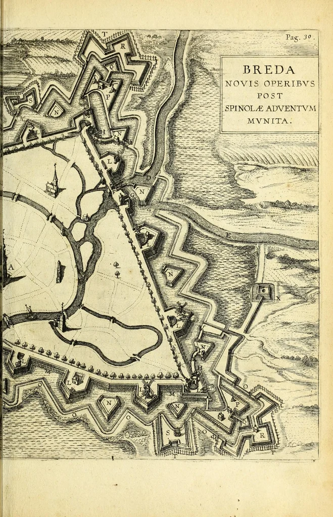 An illustration from Le siège de la ville de Breda : conquise par les armes du Roy Philippe IV. par la direction de l'Infante Isabelle Cl. Eug. par la valeur du Marquis Amb. Spinola, 1631, leaf 53