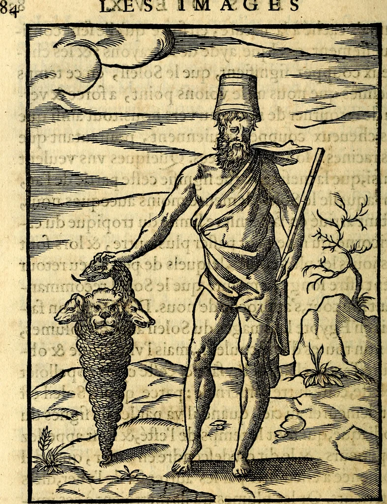 An illustration from Les images des dievx des anciens : contenans les idoles, covstvmes, ceremonies, & autres choses appartenans à la religion des payens, 1581, leaf 103