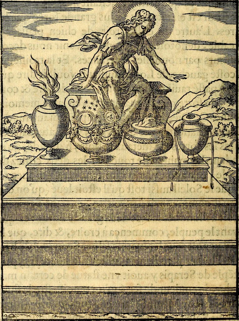 An illustration from Les images des dievx des anciens : contenans les idoles, covstvmes, ceremonies, & autres choses appartenans à la religion des payens, 1581, leaf 105