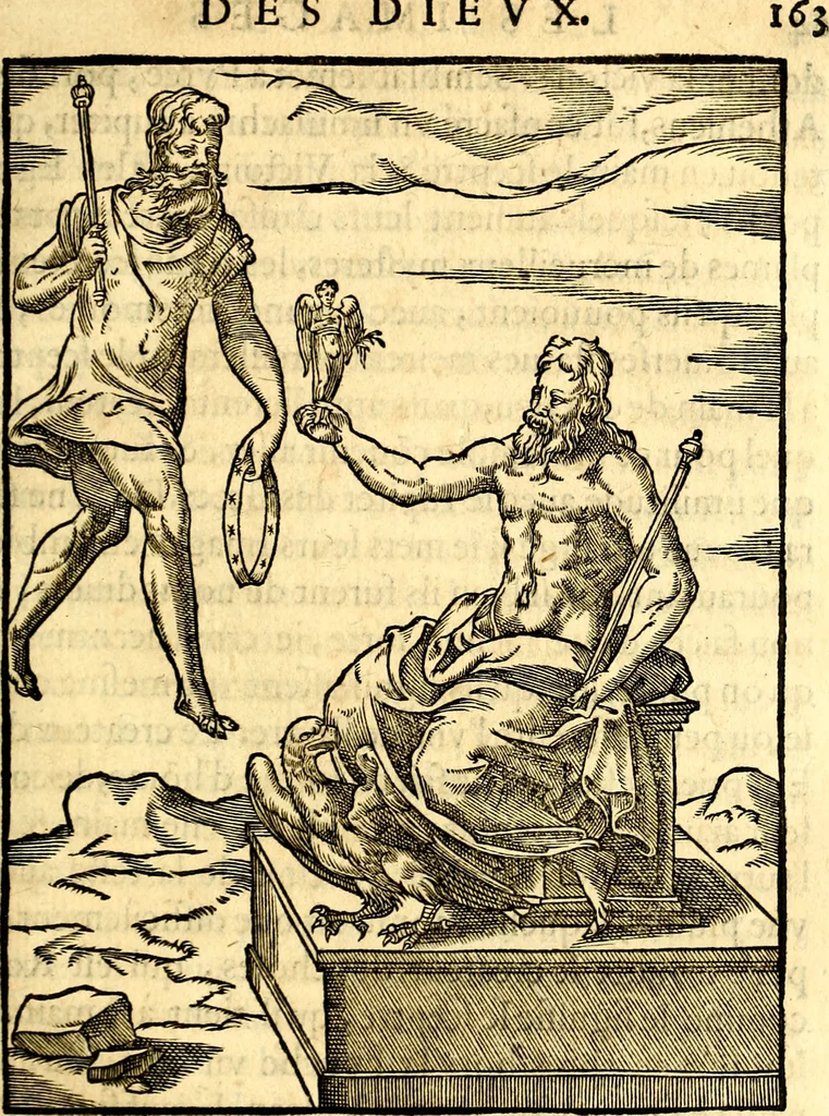 An illustration from Les images des dievx des anciens : contenans les idoles, covstvmes, ceremonies, & autres choses appartenans à la religion des payens, 1581, leaf 182