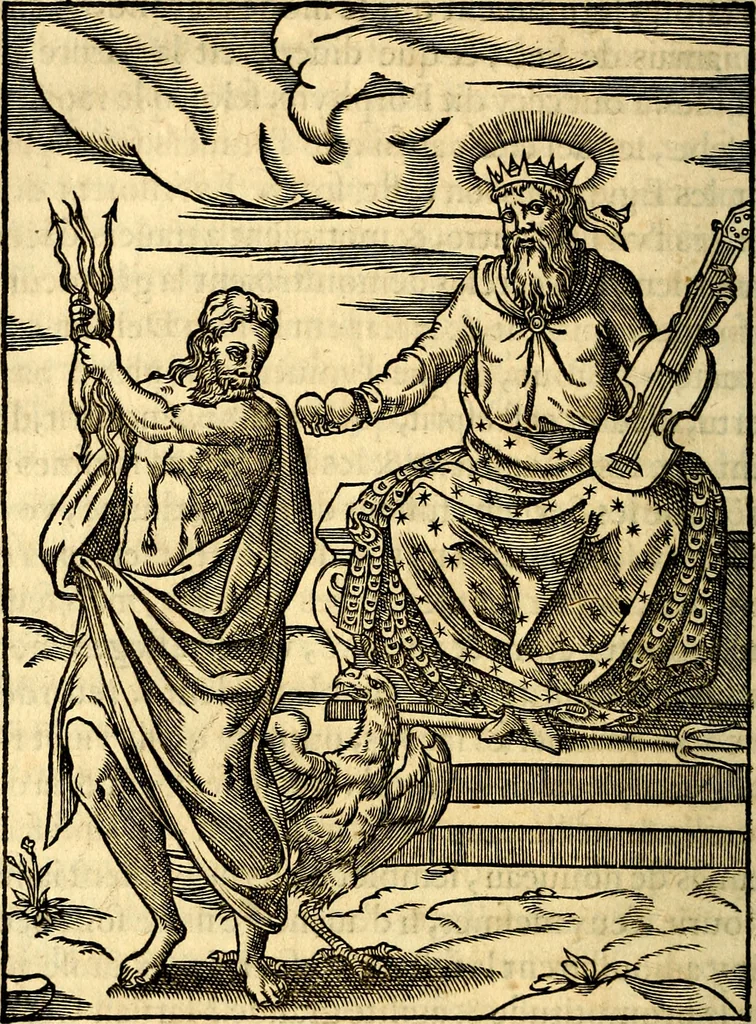 An illustration from Les images des dievx des anciens : contenans les idoles, covstvmes, ceremonies, & autres choses appartenans à la religion des payens, 1581, leaf 185