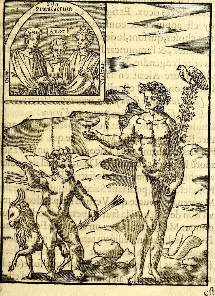 An illustration from Les images des dievx des anciens : contenans les idoles, covstvmes, ceremonies, & autres choses appartenans à la religion des payens, 1581, leaf 194