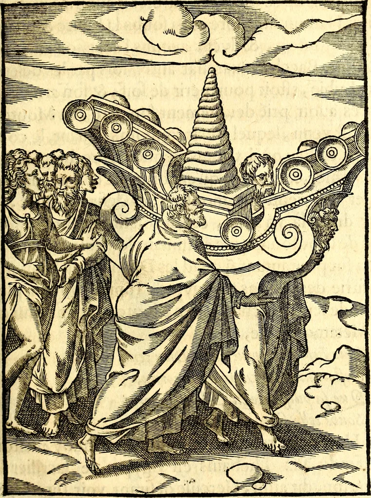 An illustration from Les images des dievx des anciens : contenans les idoles, covstvmes, ceremonies, & autres choses appartenans à la religion des payens, 1581, leaf 216