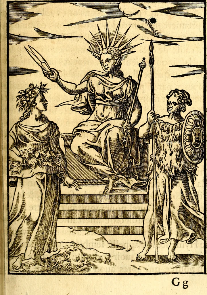 An illustration from Les images des dievx des anciens : contenans les idoles, covstvmes, ceremonies, & autres choses appartenans à la religion des payens, 1581, leaf 252