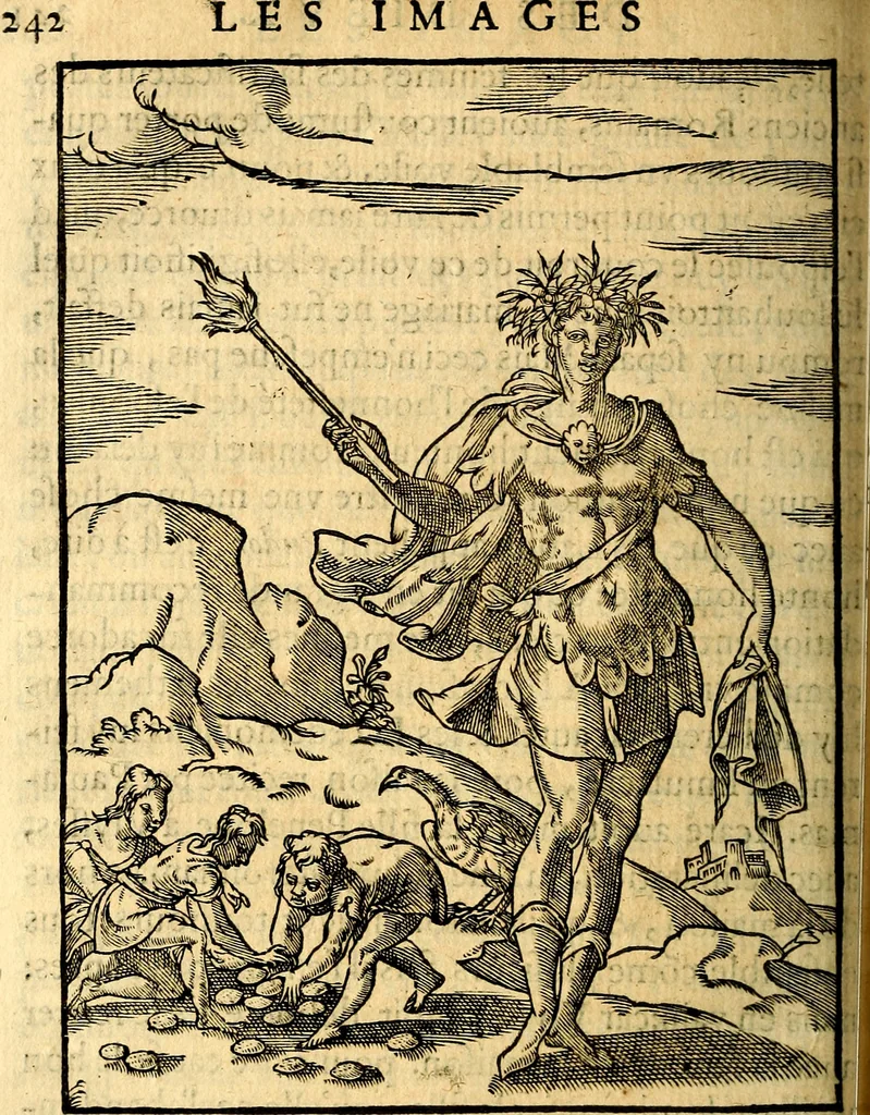 An illustration from Les images des dievx des anciens : contenans les idoles, covstvmes, ceremonies, & autres choses appartenans à la religion des payens, 1581, leaf 261