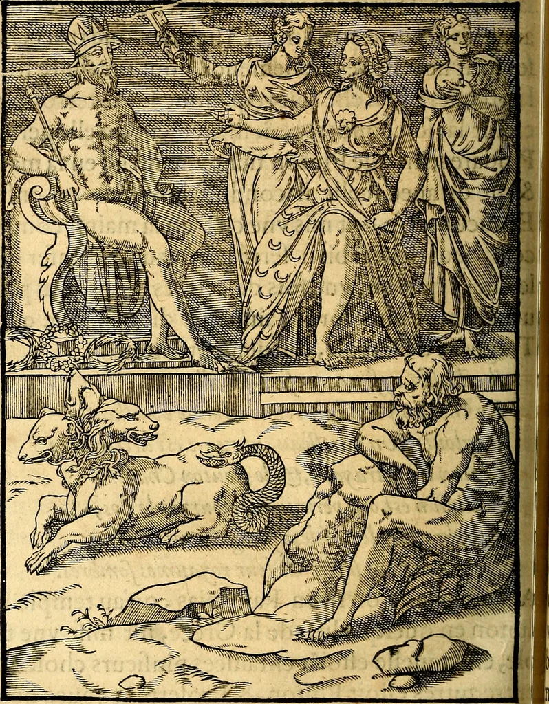 An illustration from Les images des dievx des anciens : contenans les idoles, covstvmes, ceremonies, & autres choses appartenans à la religion des payens, 1581, leaf 353