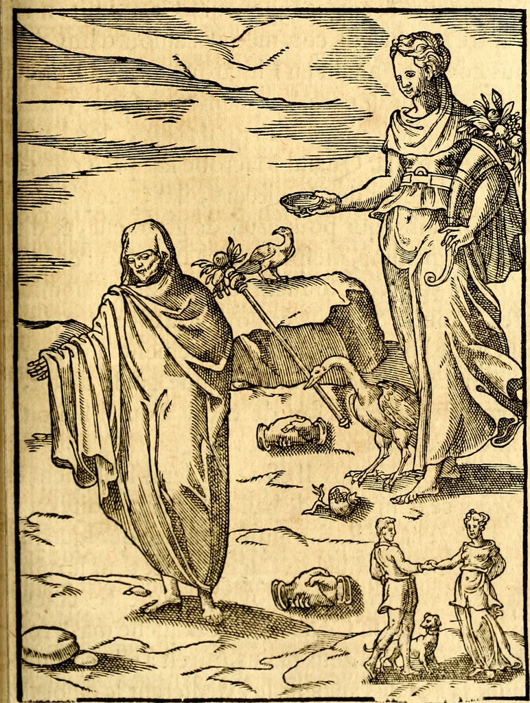 An illustration from Les images des dievx des anciens : contenans les idoles, covstvmes, ceremonies, & autres choses appartenans à la religion des payens, 1581, leaf 400