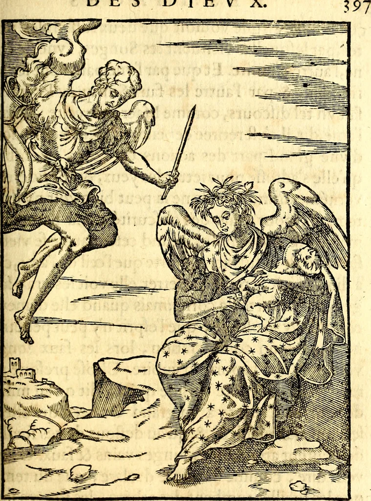 An illustration from Les images des dievx des anciens : contenans les idoles, covstvmes, ceremonies, & autres choses appartenans à la religion des payens, 1581, leaf 414