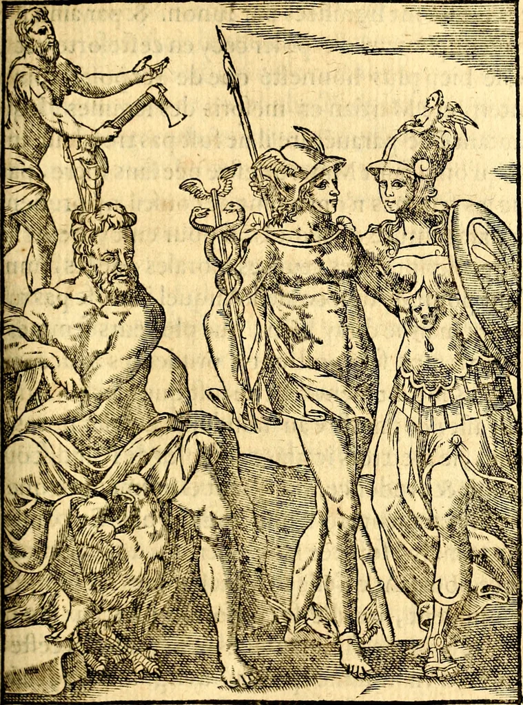 An illustration from Les images des dievx des anciens : contenans les idoles, covstvmes, ceremonies, & autres choses appartenans à la religion des payens, 1581, leaf 444