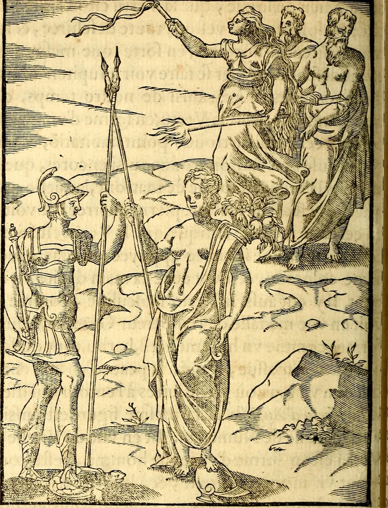 An illustration from Les images des dievx des anciens : contenans les idoles, covstvmes, ceremonies, & autres choses appartenans à la religion des payens, 1581, leaf 457