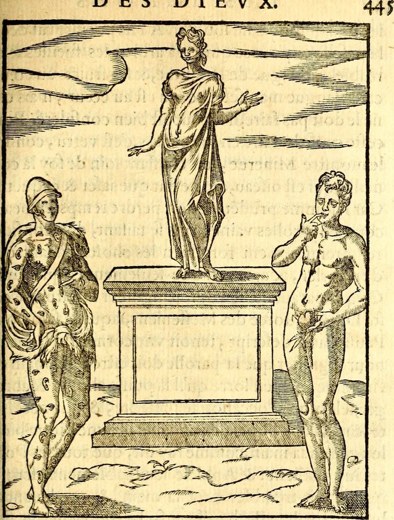 An illustration from Les images des dievx des anciens : contenans les idoles, covstvmes, ceremonies, & autres choses appartenans à la religion des payens, 1581, leaf 462