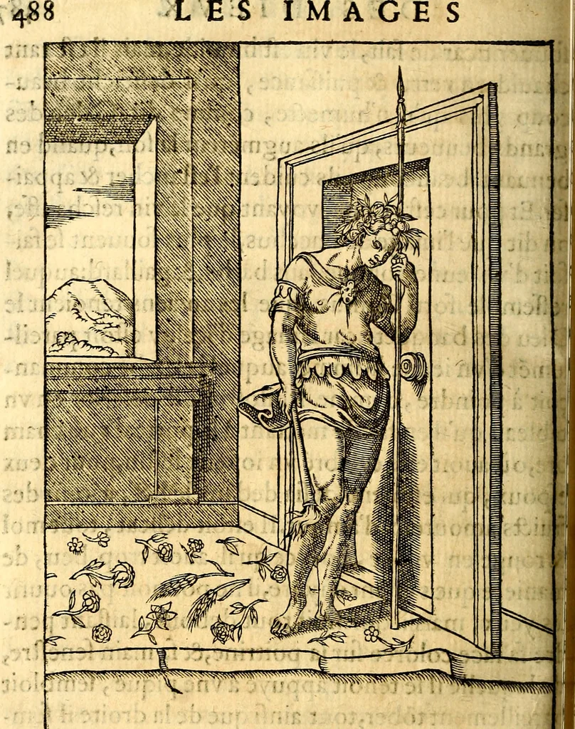 An illustration from Les images des dievx des anciens : contenans les idoles, covstvmes, ceremonies, & autres choses appartenans à la religion des payens, 1581, leaf 505