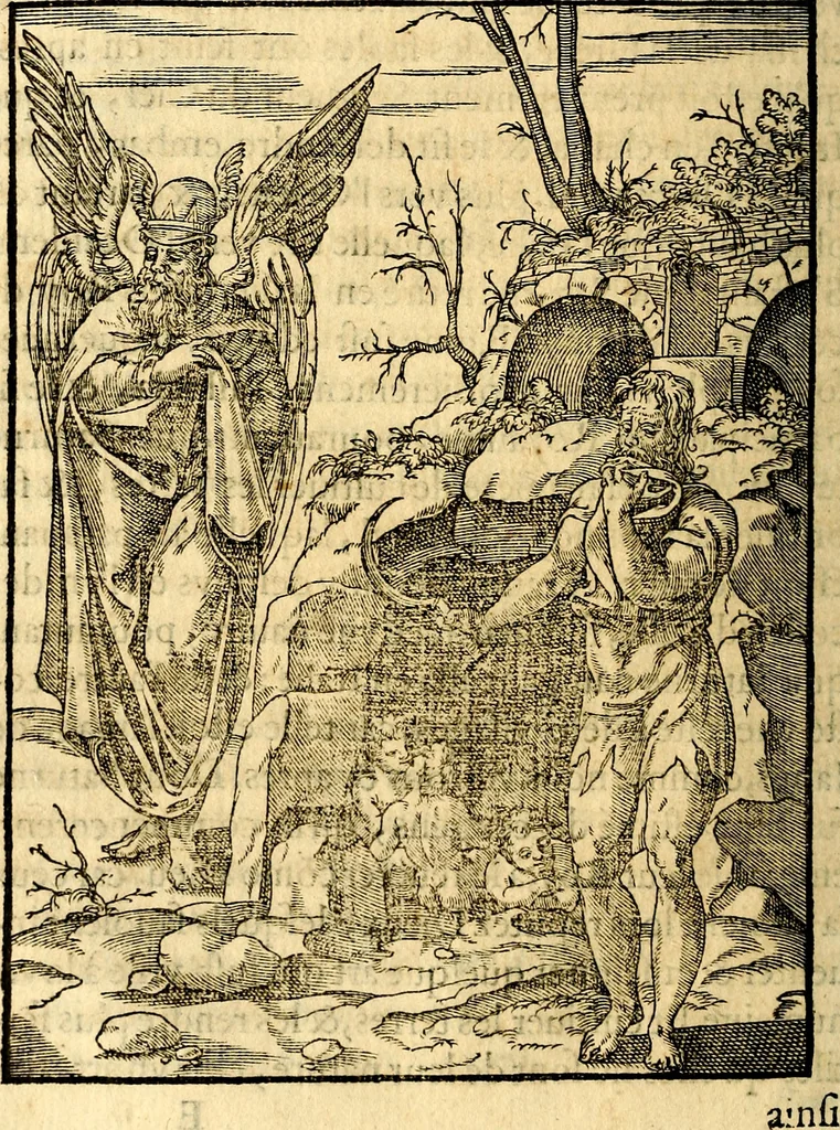 An illustration from Les images des dievx des anciens : contenans les idoles, covstvmes, ceremonies, & autres choses appartenans à la religion des payens, 1581, leaf 53