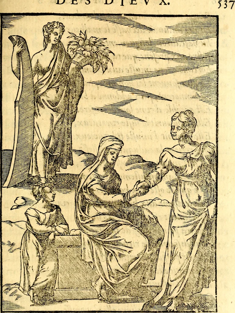 An illustration from Les images des dievx des anciens : contenans les idoles, covstvmes, ceremonies, & autres choses appartenans à la religion des payens, 1581, leaf 554
