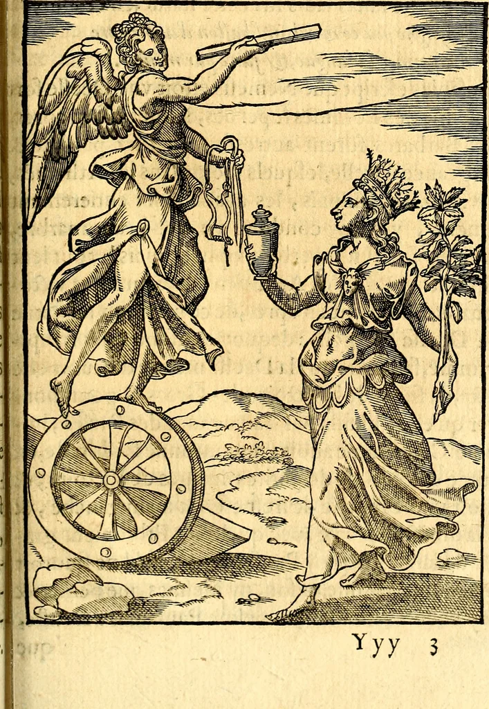 An illustration from Les images des dievx des anciens : contenans les idoles, covstvmes, ceremonies, & autres choses appartenans à la religion des payens, 1581, leaf 558