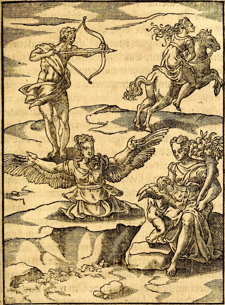 An illustration from Les images des dievx des anciens : contenans les idoles, covstvmes, ceremonies, & autres choses appartenans à la religion des payens, 1581, leaf 576