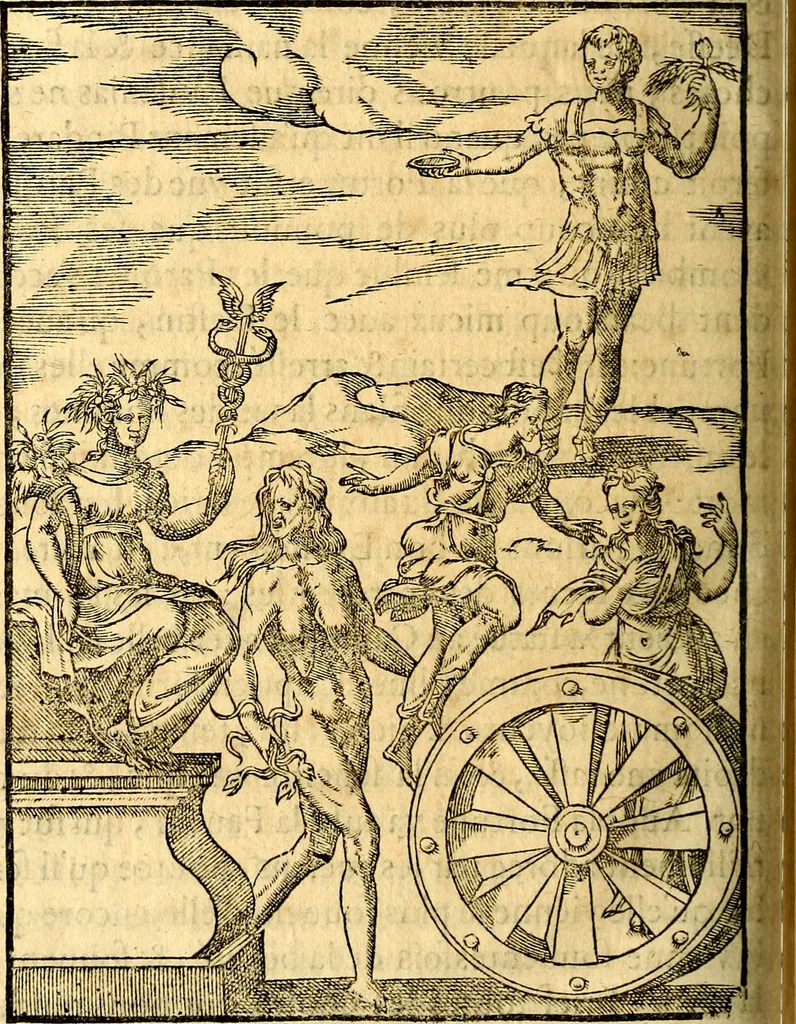An illustration from Les images des dievx des anciens : contenans les idoles, covstvmes, ceremonies, & autres choses appartenans à la religion des payens, 1581, leaf 581