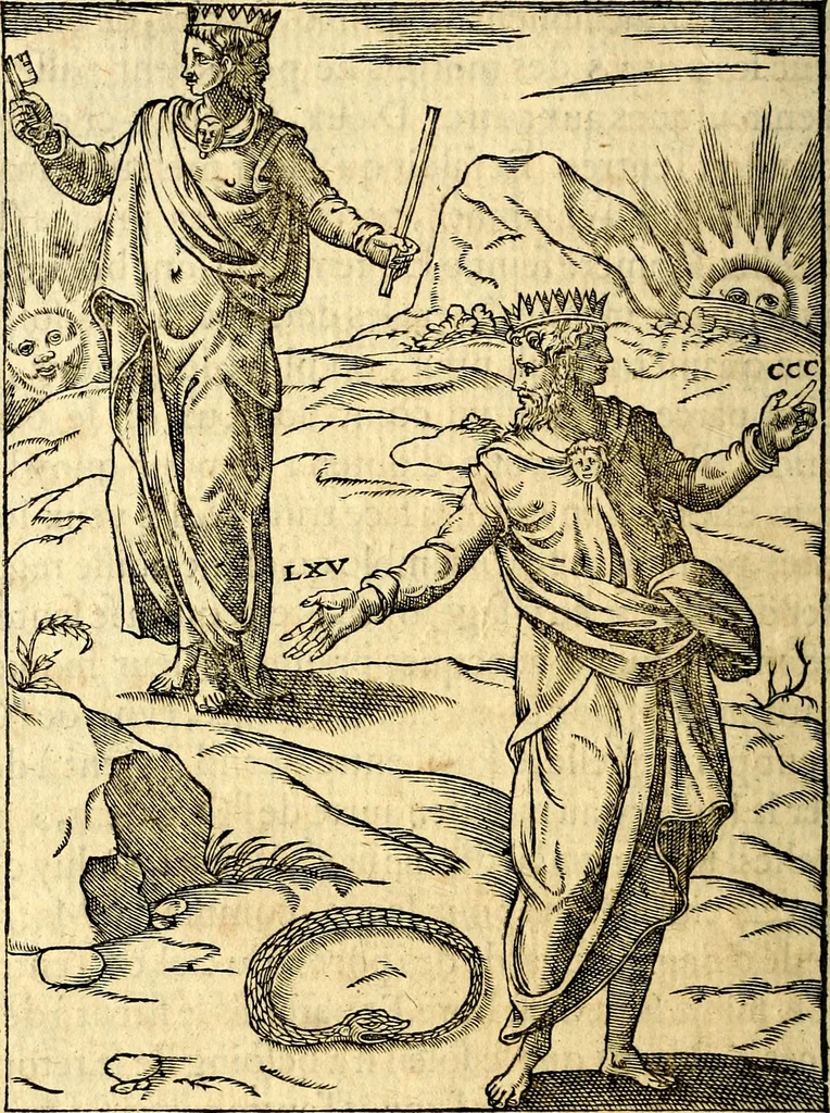 An illustration from Les images des dievx des anciens : contenans les idoles, covstvmes, ceremonies, & autres choses appartenans à la religion des payens, 1581, leaf 63