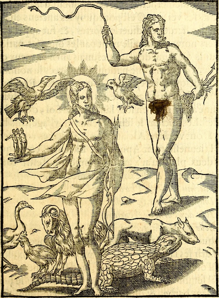 An illustration from Les images des dievx des anciens : contenans les idoles, covstvmes, ceremonies, & autres choses appartenans à la religion des payens, 1581, leaf 74