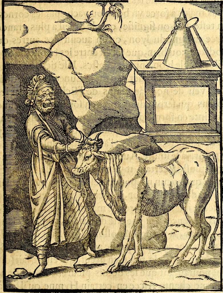 An illustration from Les images des dievx des anciens : contenans les idoles, covstvmes, ceremonies, & autres choses appartenans à la religion des payens, 1581, leaf 90