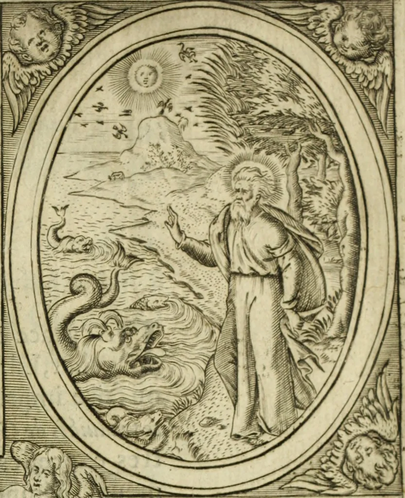An illustration from Les images ov tableavs de platte peintvre de Philostrate lemnien sophiste grec, 1597, leaf 4