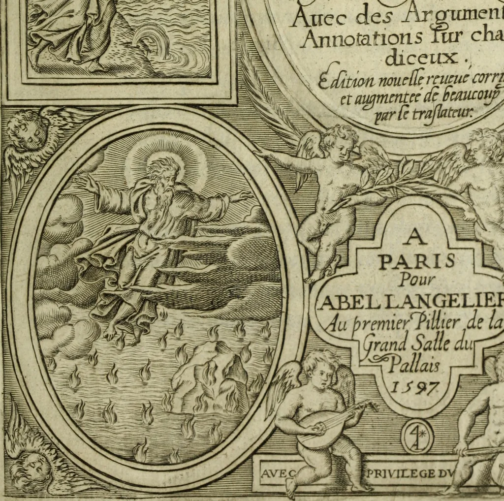 An illustration from Les images ov tableavs de platte peintvre de Philostrate lemnien sophiste grec, 1597, leaf 4