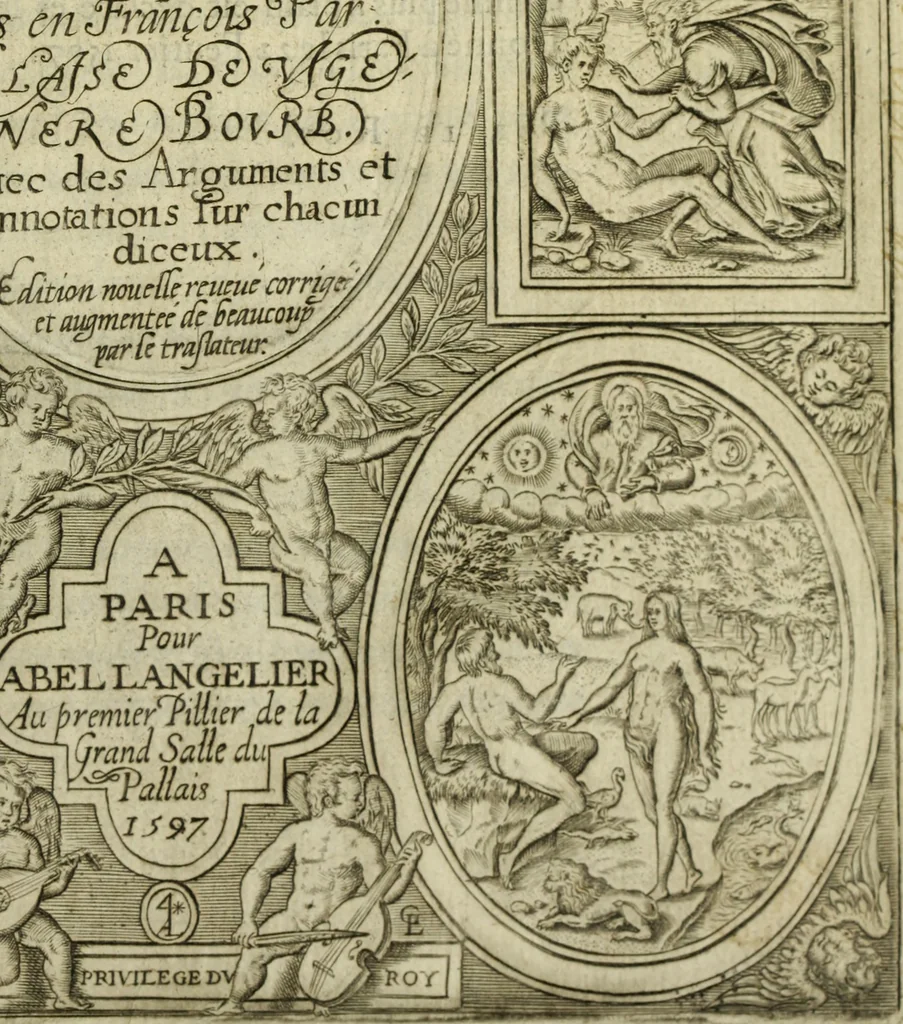 An illustration from Les images ov tableavs de platte peintvre de Philostrate lemnien sophiste grec, 1597, leaf 4