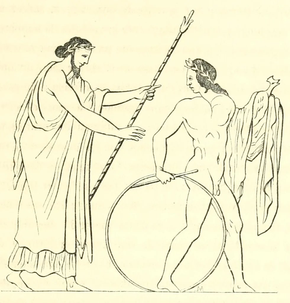 An illustration from Les jeux des anciens, leur description, leur origine, leurs rapports avec la religion, lhistoire, les arts et les moeurs, 1873, leaf 183