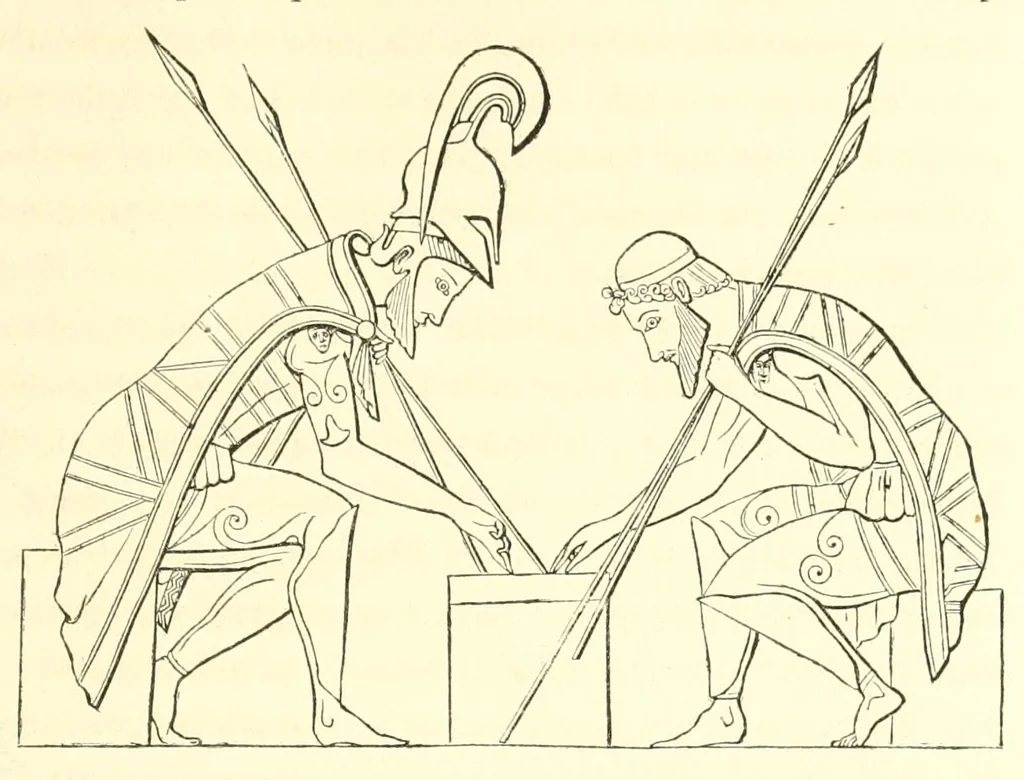 An illustration from Les jeux des anciens, leur description, leur origine, leurs rapports avec la religion, lhistoire, les arts et les moeurs, 1873, leaf 323