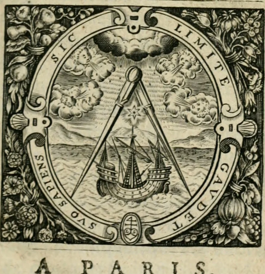 An illustration from Les lettres d'Estienne Pasquier, Conseiller & Advocat General du Roy à Paris : contenans plusieurs belles matieres & discours sur les affaires d'Estat de France, & touchant les guerres civiles, 1619, leaf 6