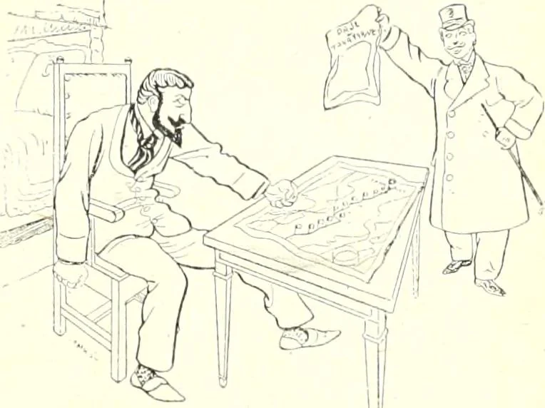 An illustration from Les maitres humoristes : les meilleurs dessins : les meilleurs légendes, 1905, leaf 104