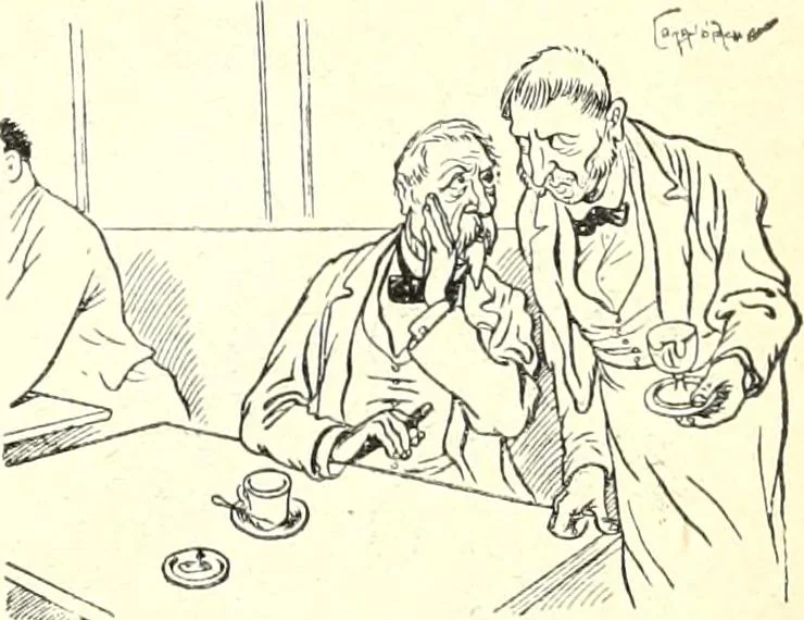 An illustration from Les maitres humoristes : les meilleurs dessins : les meilleurs légendes, 1905, leaf 12