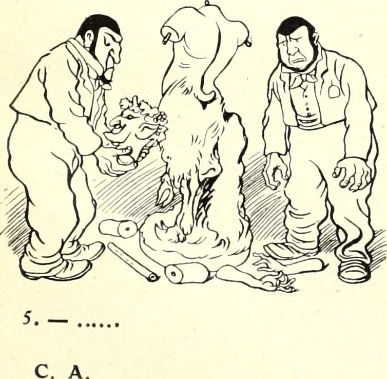 An illustration from Les maitres humoristes : les meilleurs dessins : les meilleurs légendes, 1905, leaf 134