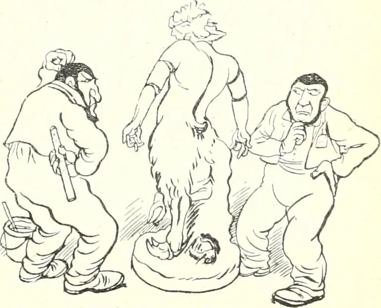 An illustration from Les maitres humoristes : les meilleurs dessins : les meilleurs légendes, 1905, leaf 136
