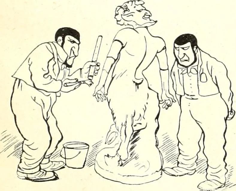 An illustration from Les maitres humoristes : les meilleurs dessins : les meilleurs légendes, 1905, leaf 136