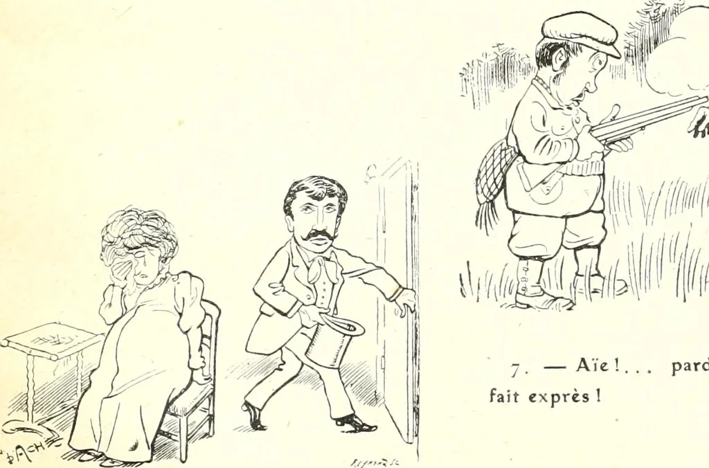 An illustration from Les maitres humoristes : les meilleurs dessins : les meilleurs légendes, 1905, leaf 152